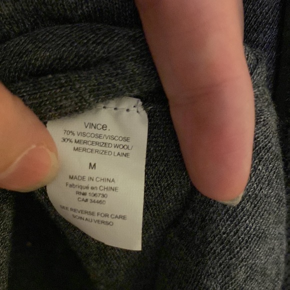 Vince Gray Mercerized Wool Blend Drop Shoulder Exposed Seam Turtleneck - Picture 6 of 6